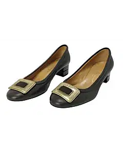 Salvatore Ferragamo Black Leather Pumps