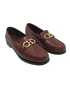 Salvatore Ferragamo Wine  Leather Rolo Gancini Loafers