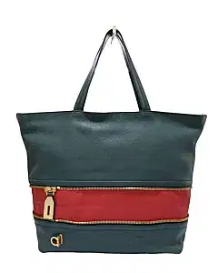 Salvatore Ferragamo Extendable Zipper Leather Shopper Tote