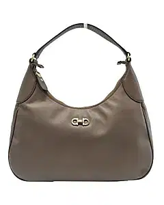 Salvatore Ferragamo Romana Metallic Brown Leather Hobo Bag