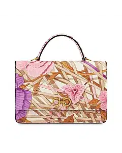 Salvatore Ferragamo Floral Print Leather Satchel