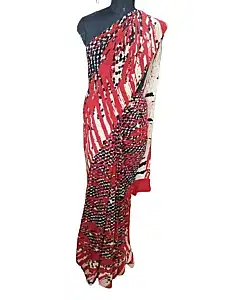 Satya Paul Red and Black Saree