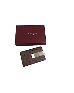 Salvatore Ferragamo Ostrich Leather Card Holder