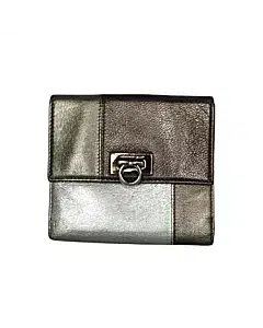 Salvatore Ferragamo Silver Gancini Leather Wallet