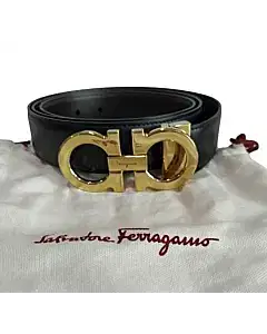 Salvatore Ferragamo Gancini Black & Brown Leather Reversible Belt