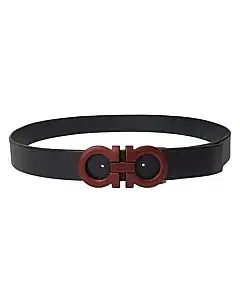 Salvatore Ferragamo Men's Matte Double Gancini Buckle Leather Belt