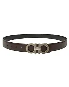 Salvatore Ferragamo Men's Silver Buckle Reversible Belt
