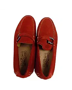 Salvatore Ferragamo Lorien Red Suede Yacht Slip-On Loafer