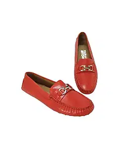 Salvatore Ferragamo Red Gancini Leather Loafer