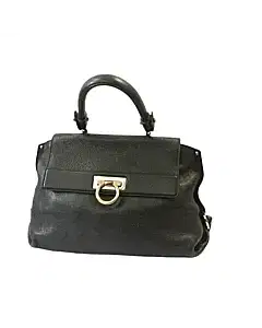 Salvatore Ferragamo Sophia Black Pebble Leather Handbag