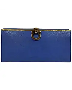 Salvatore Ferragamo Blue Gancini Purse Wallet