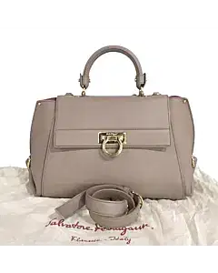 Salvatore Ferragamo Beige Leather Medium Sofia Top Handle Bag