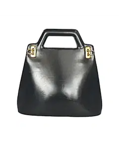 Salvatore Ferragamo Gancini Black Patent Bag