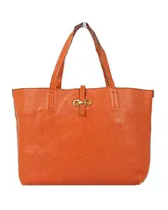 Salvatore Ferragamo Orange Leather Bice Tote