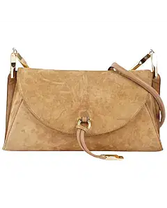 Salvatore Ferragamo Tan Suede Elvina Shoulder Bag