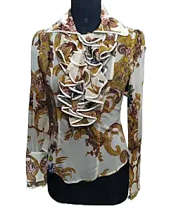 Just Cavalli Cream Floral Print Top
