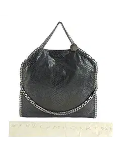Stella McCartney Black Faux Python Embossed Leather Falabella Tote