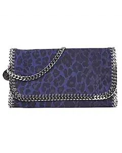 Stella McCartney Falabella Fold Over Clutch Leopard Print Faux Suede