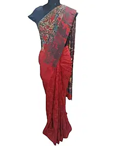 Satya Paul Red Floral Saree with Blouse