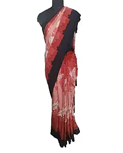Satya Paul Red Saree Black Border with Blouse