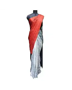 Satyapaul grey/ red/ black Print Saree