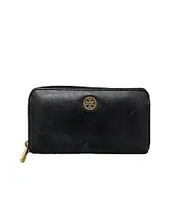 Tory Burch Black Saffiano Leather Robinson Continental Zip Around Wallet