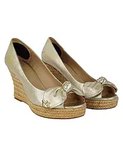 Tory Burch Dory Metallic Peep Toe Espadrilles Wedges,Size -9.5