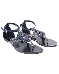 Tory Burch New Miller Royal Navy Blue Satin Scarf Sandals