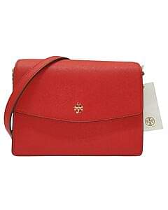 Tory Burch Emerson Envelope Adjustable Shoulder Bag Red Leather