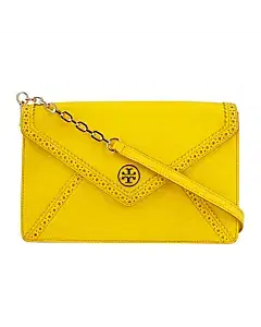 Tory Burch Yellow Saffiano Leather Robinson Spectator Large Envelope Clutch