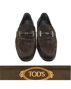 Tods Brown Suede Bit Slip On Loafers