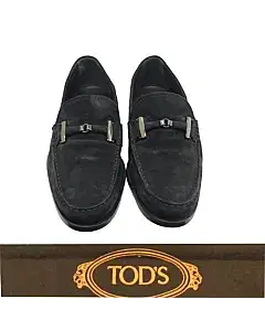 Tods Suede Navy Bit Slip On Loafers