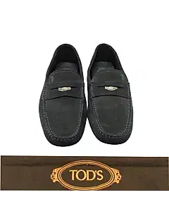 Tods Navy Suede Gommino Penny Loafers