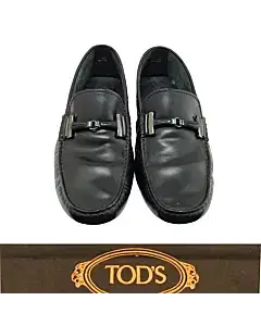Tods Black Leather Gommino Bit Loafer