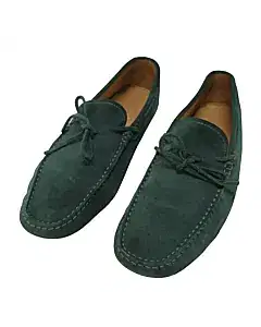 Tods Green Suede Leather Laccetto Knot Driver Loafer