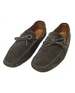 Tods Grey Suede Leather Laccetto Knot Driver Loafer
