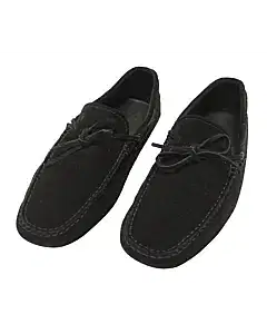 Tods Black Suede Leather Laccetto Knot Driver Loafer