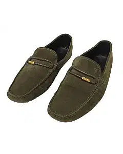 Tods Green Suede Slip On Loafers