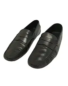Tods Black Leather Penny Loafer