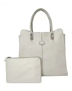 Tod's White Leather Sella Shopping Bag