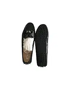 Tods Black Patent Leather Loafers Flats