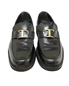 Tods Black Leather Loafers