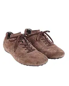 Tods Brown Suede Lace Up Sneakers