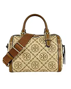 Tory Burch T Monogram Barrel Bag Leather Canvas