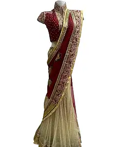 Tarun Tahiliani Red And Beige Lehenga
