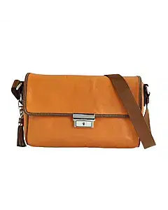 Tumi Orange Leather Messenger Bag