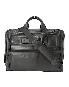 Tumi Alpha2 Compact Black Leather Laptop Briefcase