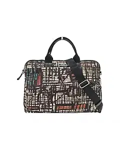 Tumi Modern Patterned Fabric Tote with Black Leather