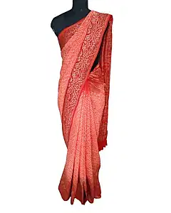 Unbranded White Dot Red Saree