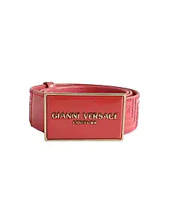 Versace Red Quilted Patent Leather Belt